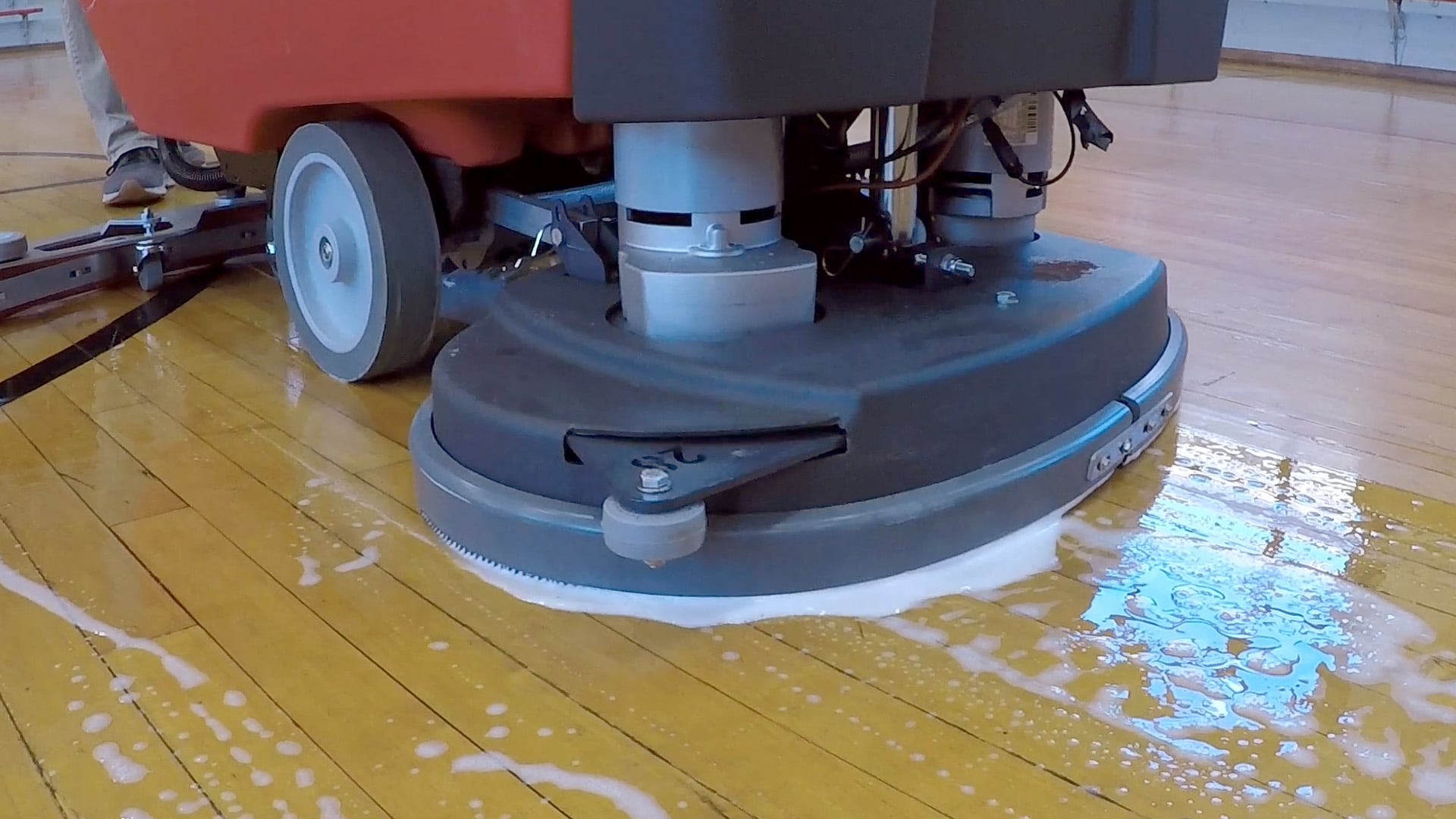 Basic Coatings® Sports Floor Scrub and Recoat Interim Maintenance on Vimeo