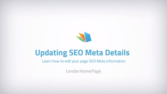 Updating SEO Meta Details - LenderHomePage