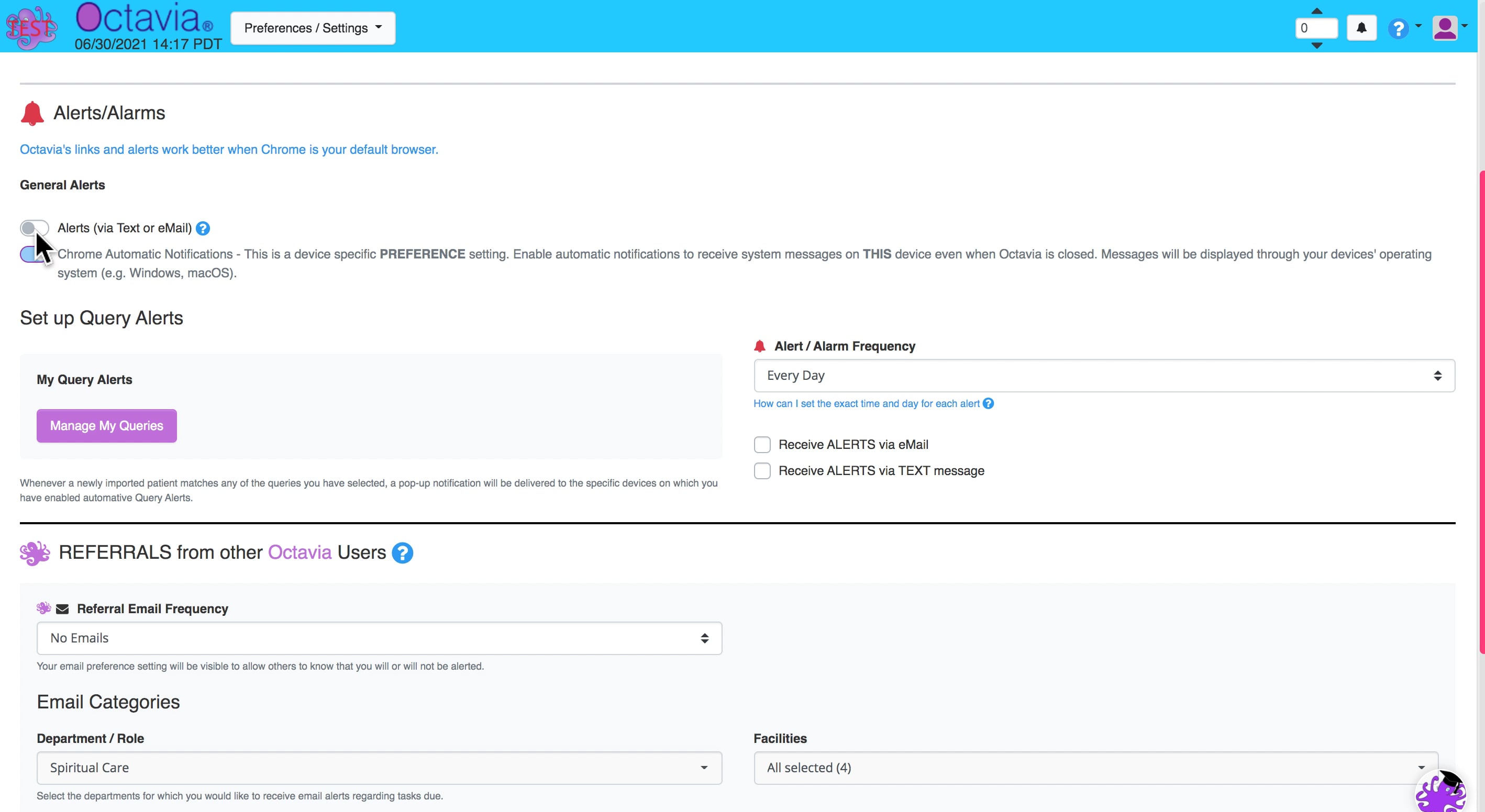 Alert Settings on Vimeo