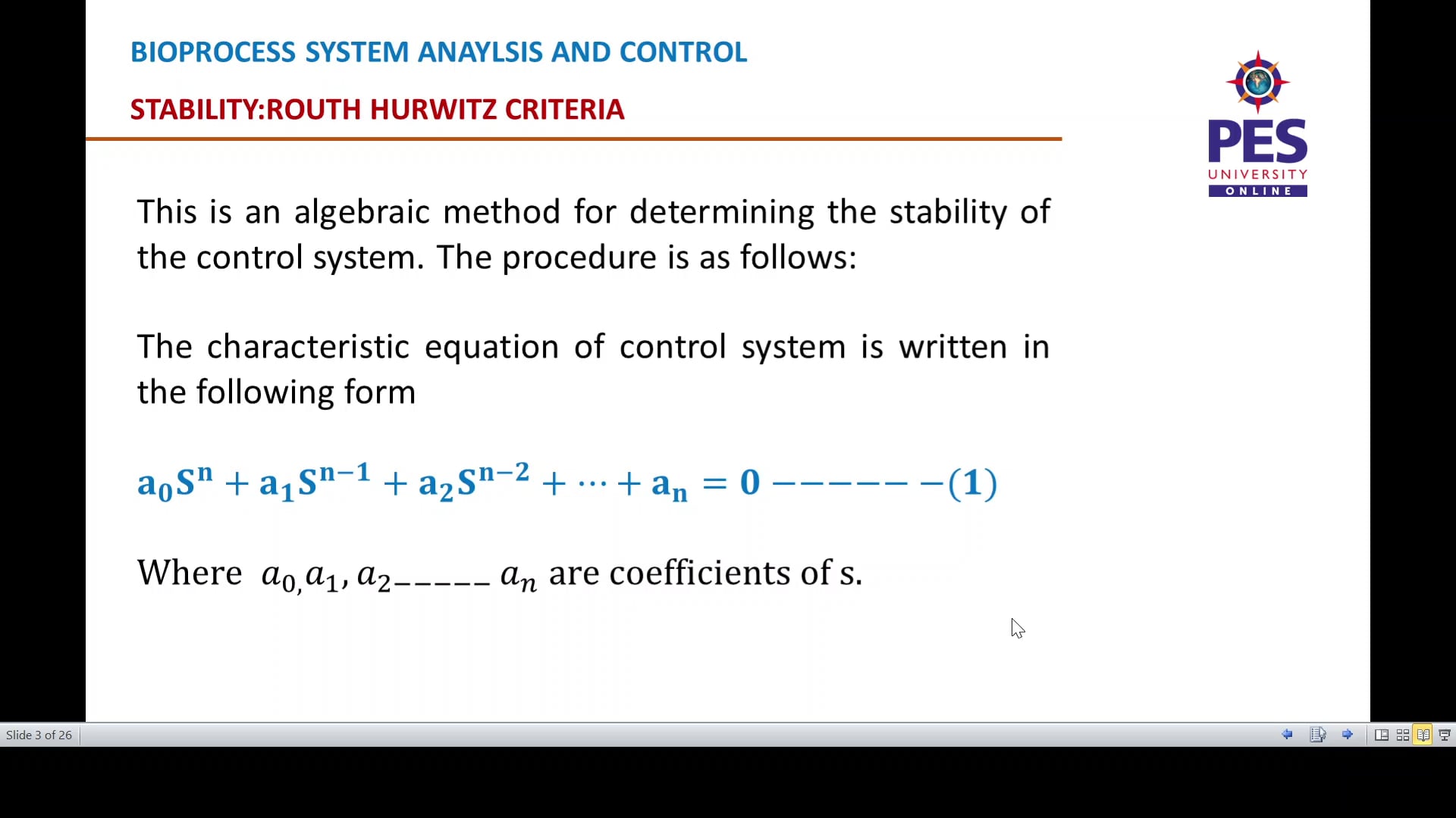 4.2 STABILITY- ROUTH ARRAY METHOD on Vimeo