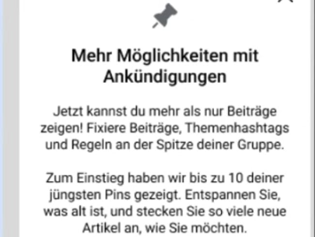 Die neuen Ankündigungen für FB Gruppen Teil 1