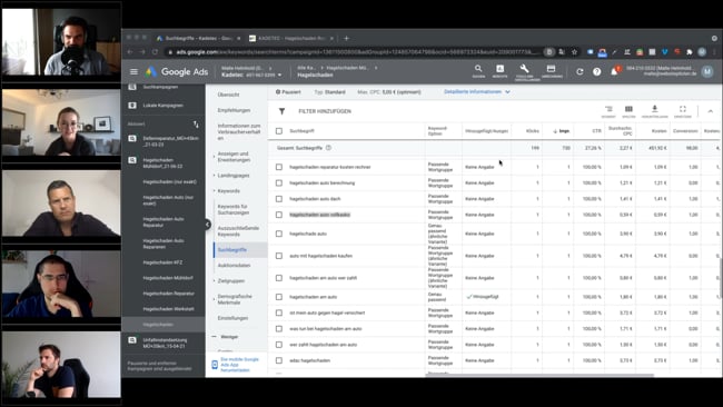 Google Ads Meeting: SKAGs Reloaded bei Kadetec & Google Ads Diskussion mit Malte 01.07.2021