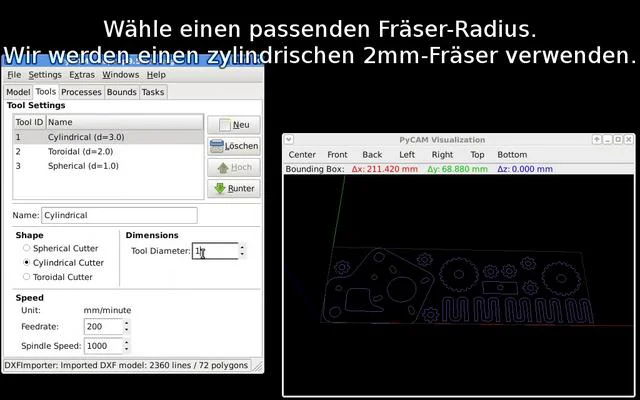 PyCAM #1: Erstellung eines Werkzeugpfads f&uuml;r ein 2D-Modell