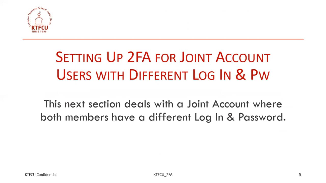 2FA Online Banking Joint Account with DIFFERENT Login and Password on Vimeo