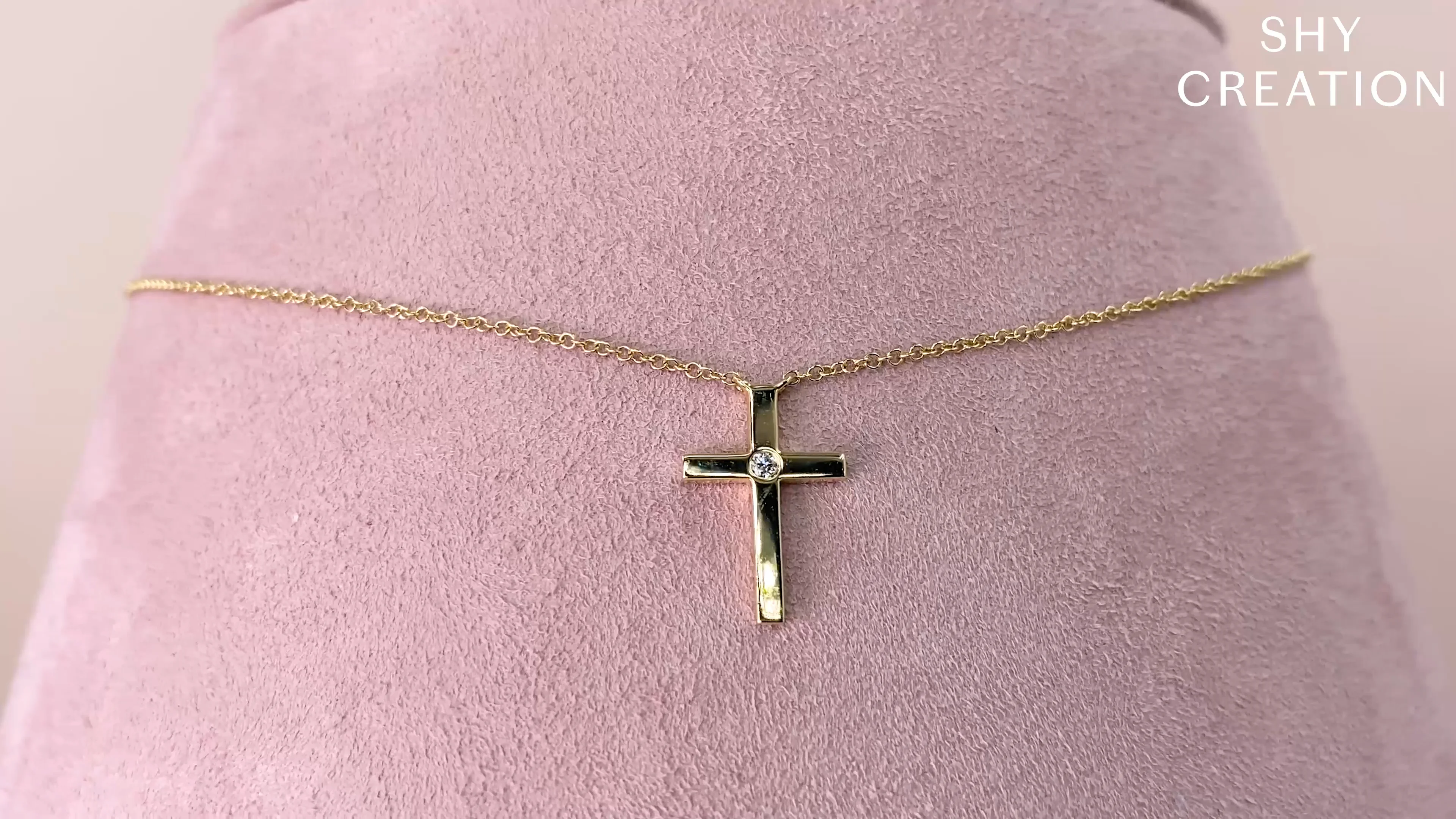 0.03CT DIAMOND BEZEL CROSS NECKLACE – Shy Creation