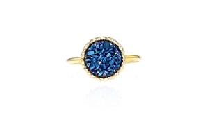 Italian Blue Drusy Ring in 14kt Yellow Gold