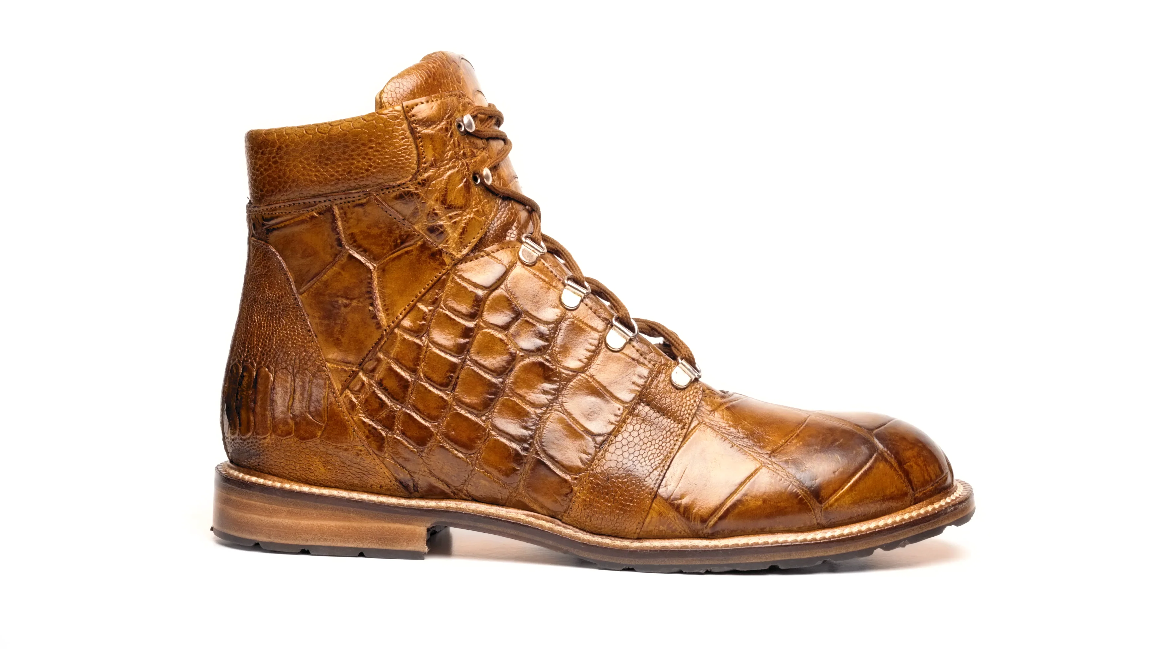 Mauri 4929 Pathfinder Alligator Ostrich Leg Boots Mustard