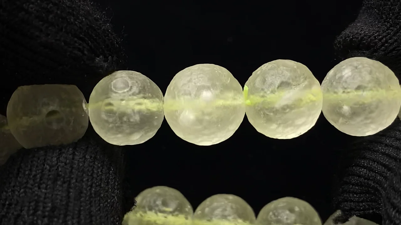 リビアングラス テクスチャー ラウンド11mm 1連(ブレスレット) NO.102