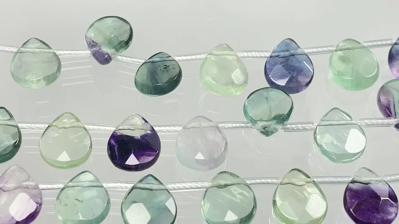 フローライト （マルチカラー） ペアシェイプカット12×9×5mm 1連（約