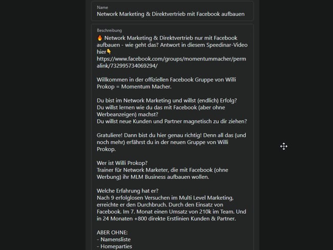 Änderung bei den Gruppenregeln Beschreibungen