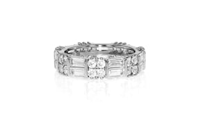 2.80 ct. t.w. Baguette and Round CZ Eternity Band in Sterling Silver