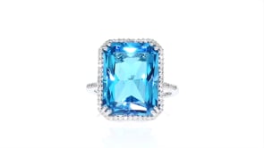 13.00 Carat Blue Topaz and .20 ct. t.w. Diamond Ring in 14kt White Gold