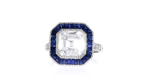 1.35 ct. t.w. CZ and .20 ct. t.w. Simulated Sapphire Ring in Sterling Silver