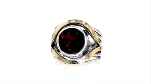 3.50 Carat Garnet Ring in Sterling Silver with 14kt Yellow Gold