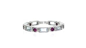 1.40 ct. t.w. Sky Blue Topaz and .50 ct. t.w. Rhodolite Garnet Ring in Sterling Silver