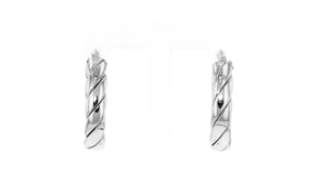 Italian Sterling Silver Twisted Oval Hoop Earrings