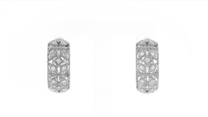 50 ct. t.w. Diamond Floral Hoop Earrings in Sterling Silver
