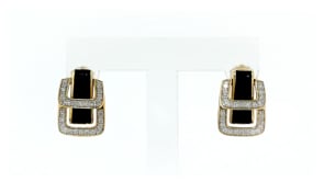 25 ct. t.w. Diamond and Black Enamel Double-Buckle Earrings in 18kt Gold Over Sterling