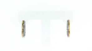 10 ct. t.w. Diamond Hoop Earrings in 14kt Yellow Gold and Sterling Silver