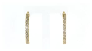 1.00 ct. t.w. Diamond Hoop Earrings in 18kt Gold Over Sterling