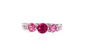 2.20 ct. t.w. Pink Simulated Sapphire and .20 ct. t.w. CZ Ring in Sterling Silver