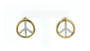 50 ct. t.w. Diamond Peace Sign Earrings in 18kt Gold Over Sterling
