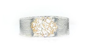 Sterling Silver and 14kt Yellow Gold Filigree Cuff Bracelet