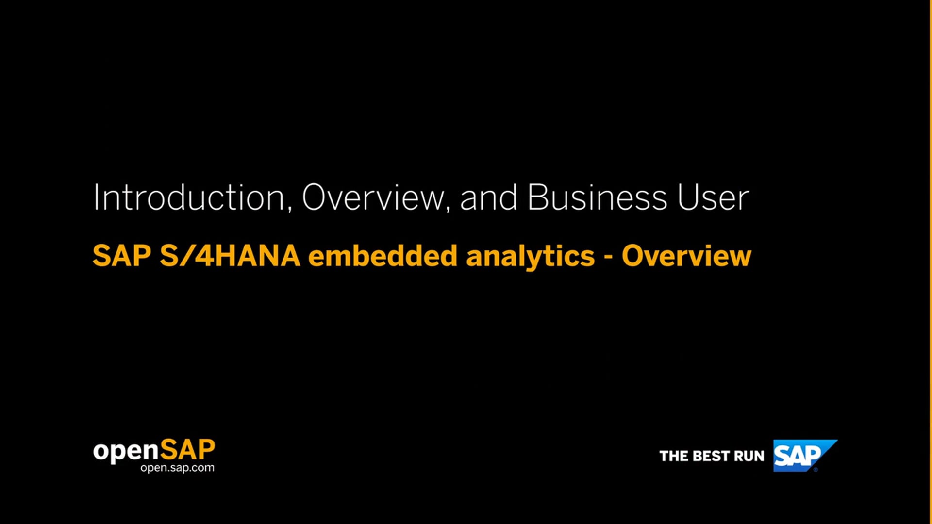 Unit 1: SAP S/4HANA Embedded Analytics – Overview | SAP S/4HANA