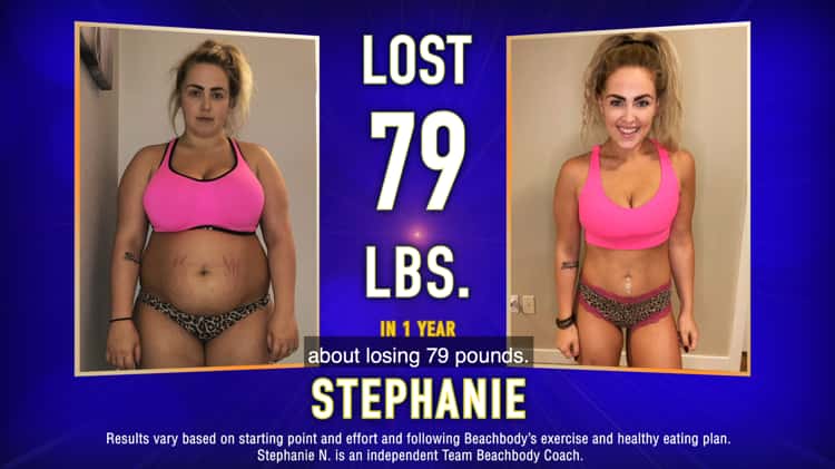 Beachbody on X: Drop a '💙' for this incredible transformation! Stephanie N.  she lost 78 pounds and 36 inches in just a little over a year using the  Mindset Membership and various