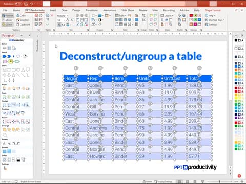 Convert a PowerPoint Table into Text Boxes with PPT Productivity ...