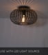 Video Manuela Vintage Flush Ceiling Light - Ø 39.5cm- 1xE27 - Black