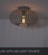 Video Manuela Vintage Flush Ceiling Light - Ø 39.5cm- 1xE27 - Grey