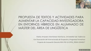 Propuesta de textos y actividades  para aumentar la capacidad investigadora en entornos híbridos en alumnado de máster del área de Lingüística