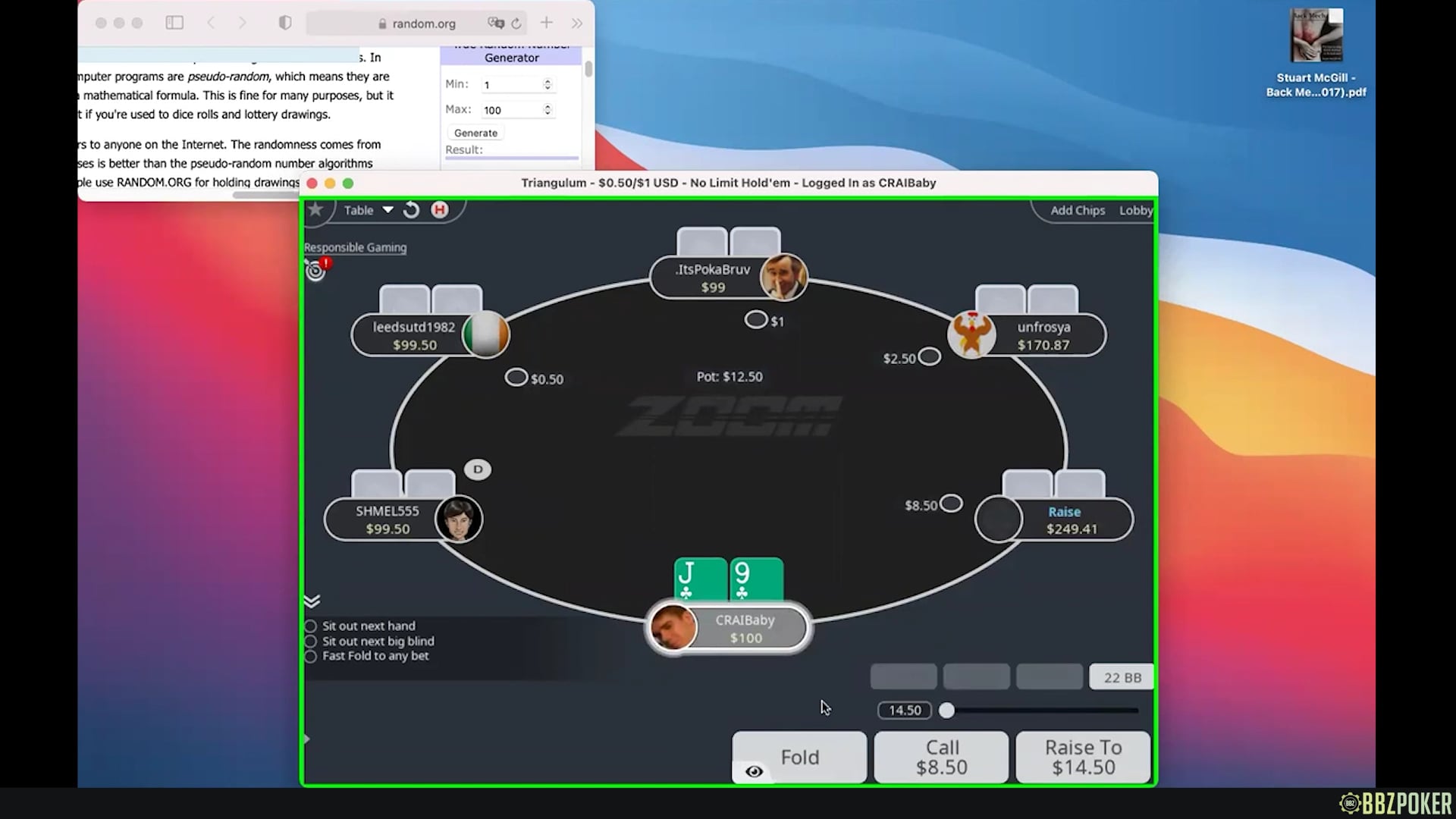Cash Game: Live Play 100z
