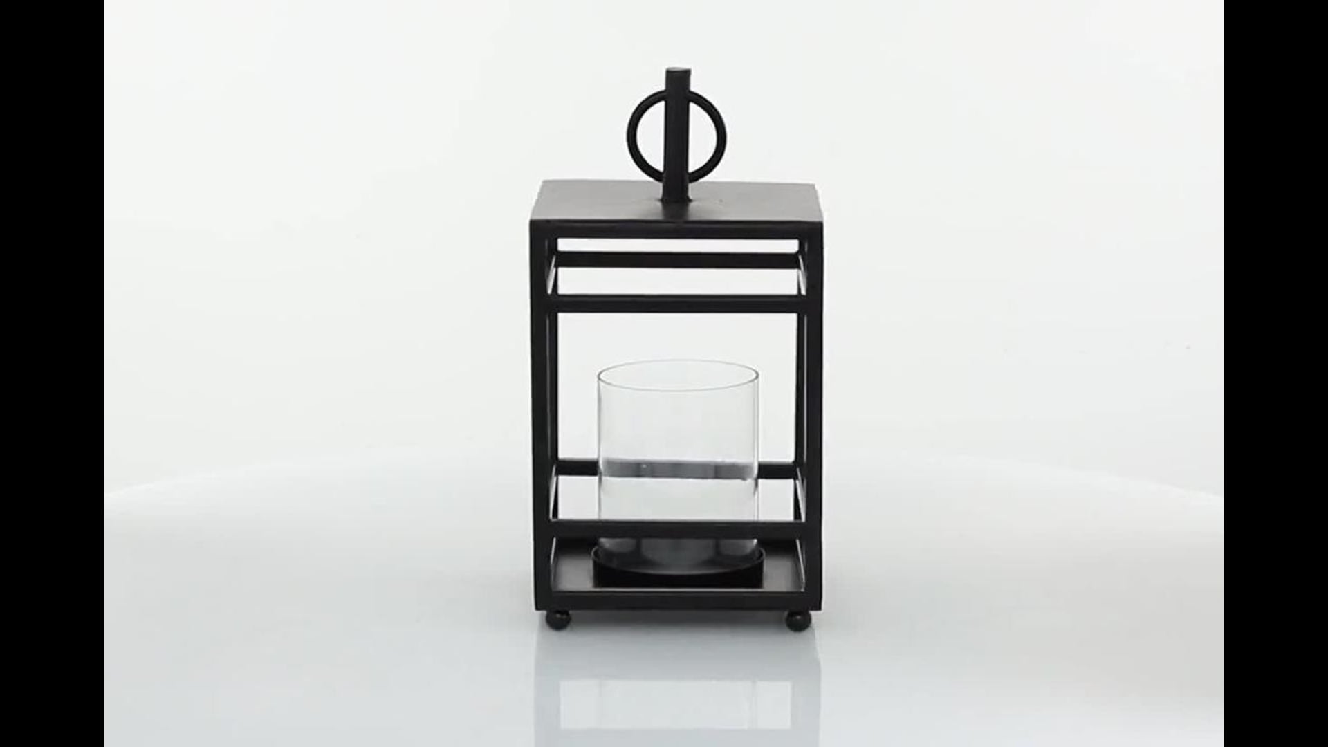 Black Iron Contemporary Candle Holder Lantern 67415 Transitional