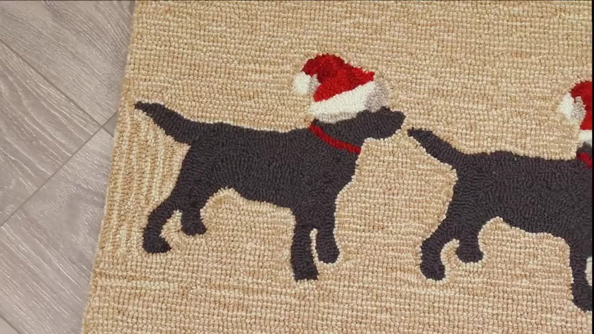 Frontporch 3 Dogs Christmas Indoor/Outdoor Rug Neutral 2'x3'