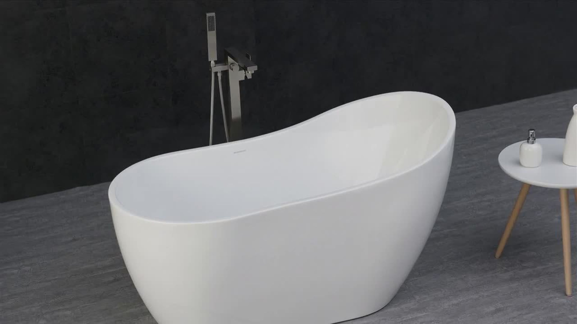 WOODBRIDGE 54" Acrylic Freestanding Soaking Tub with Brushed Nickel Pop up drain