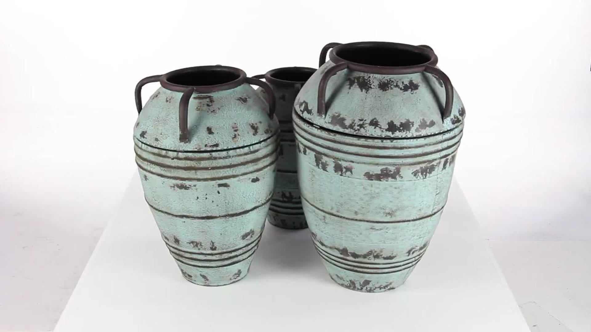 Rustic Blue Metal Vase Set 20221
