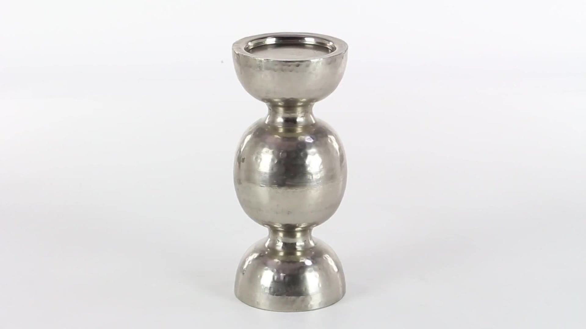Glam Silver Metal Candle Holder 32879, 14" x 6" x 6" Contemporary