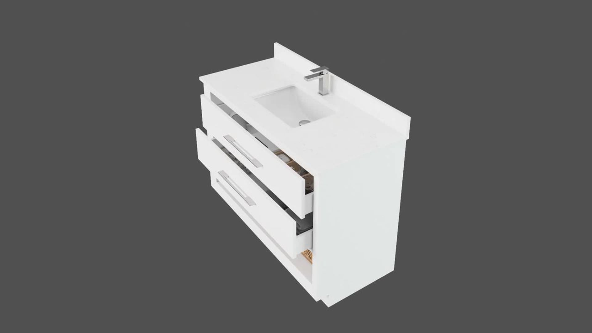 Rio II 48" Vanity with Power Bar and Drawer Organizer Modern