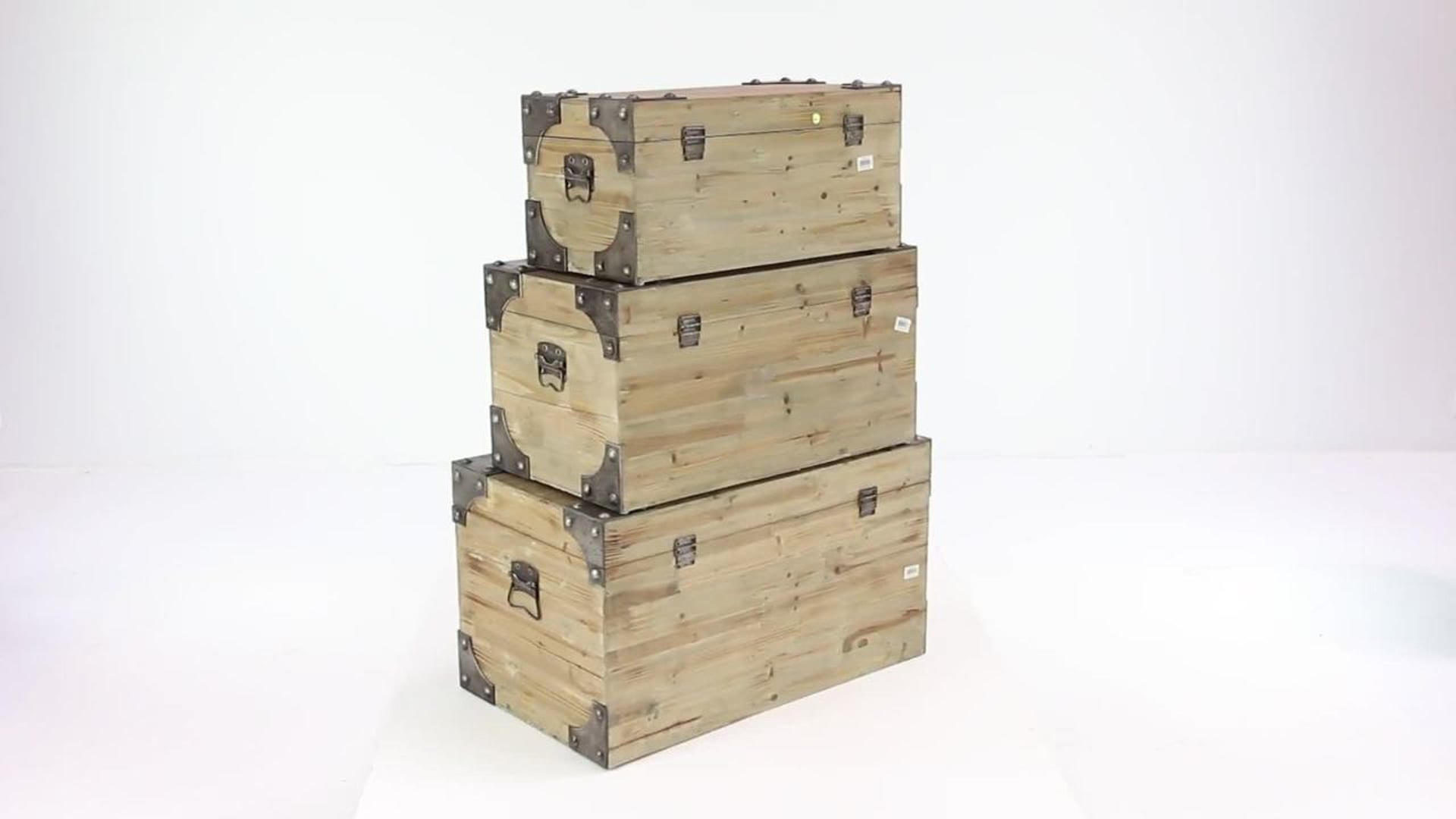 Wood Trunk, 3-Piece Set