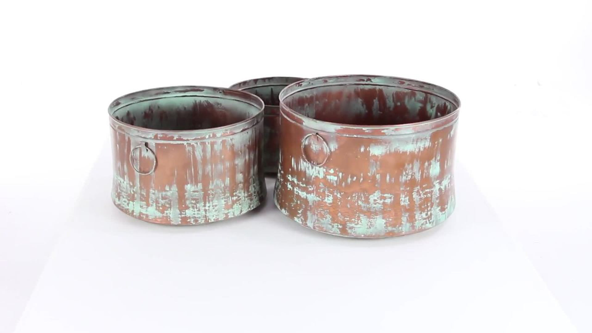 Rustic Copper Metal Planter Set 26905