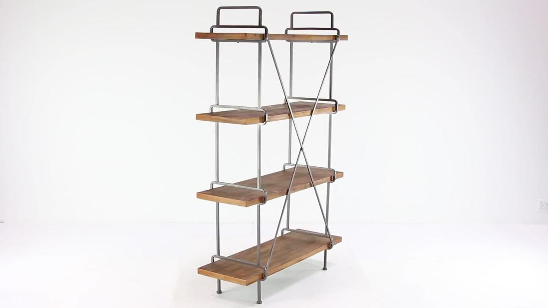 Wood Metal 4-Tier Shelf