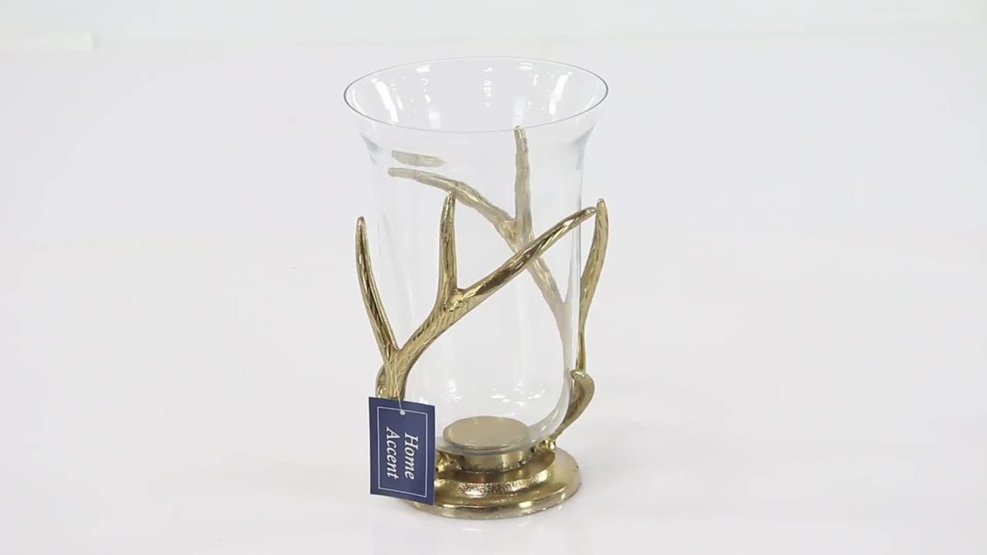 Venton Hurricane Candleholder, Clear and Gold