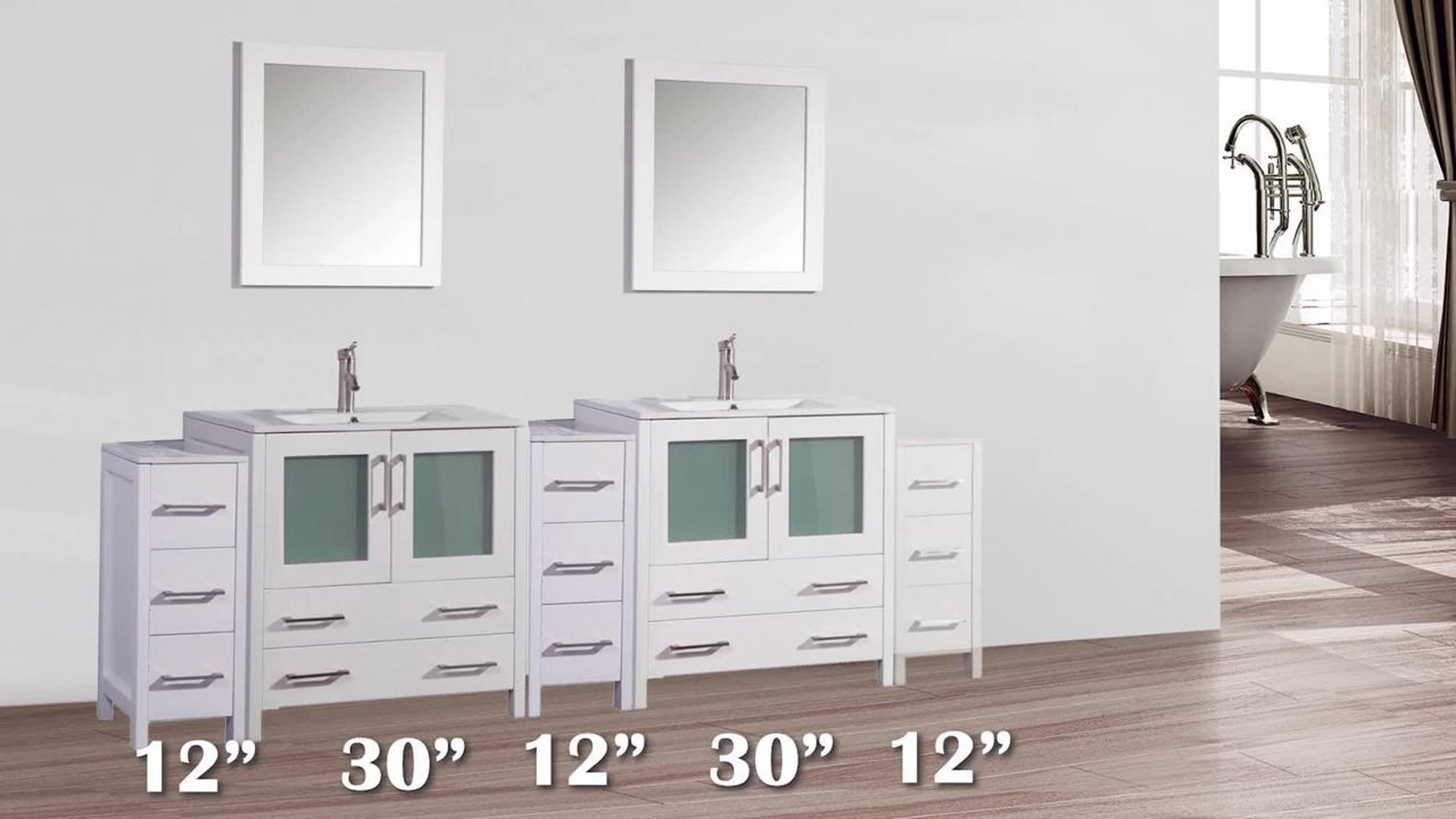 Single Vanity Set With Ceramic Top, 60", Espresso, Led Touch-Switch Mirror