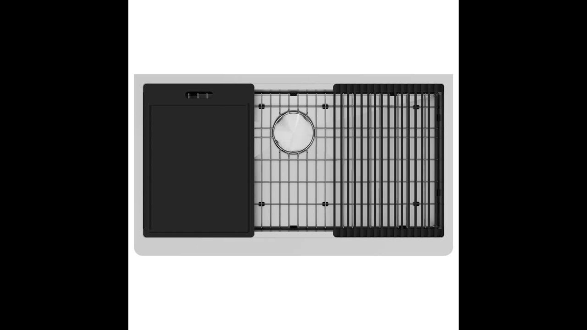 VIGO 36" Oxford Slotted Front Farmhouse Kitchen Sink Set With Edison