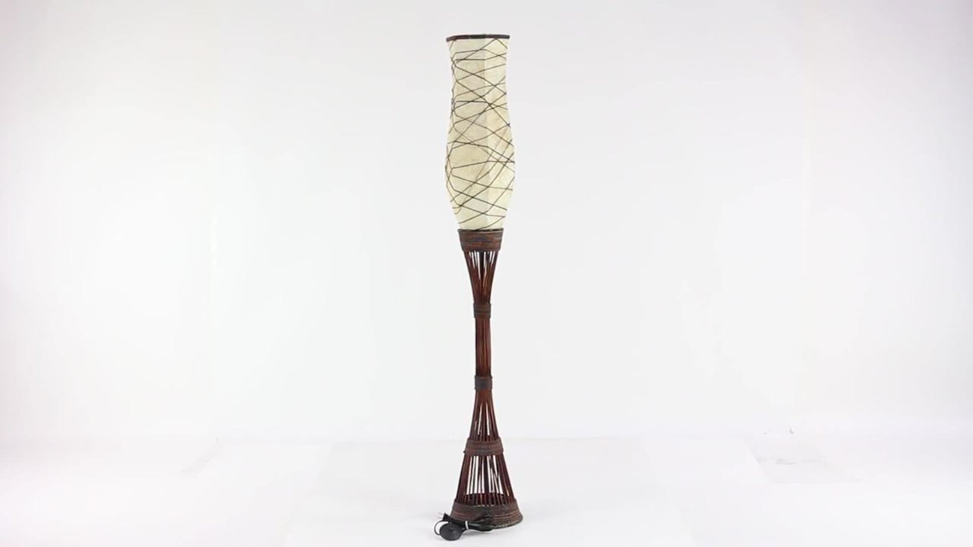 Traditional Brown Bamboo Wood Floor Lamp 58825