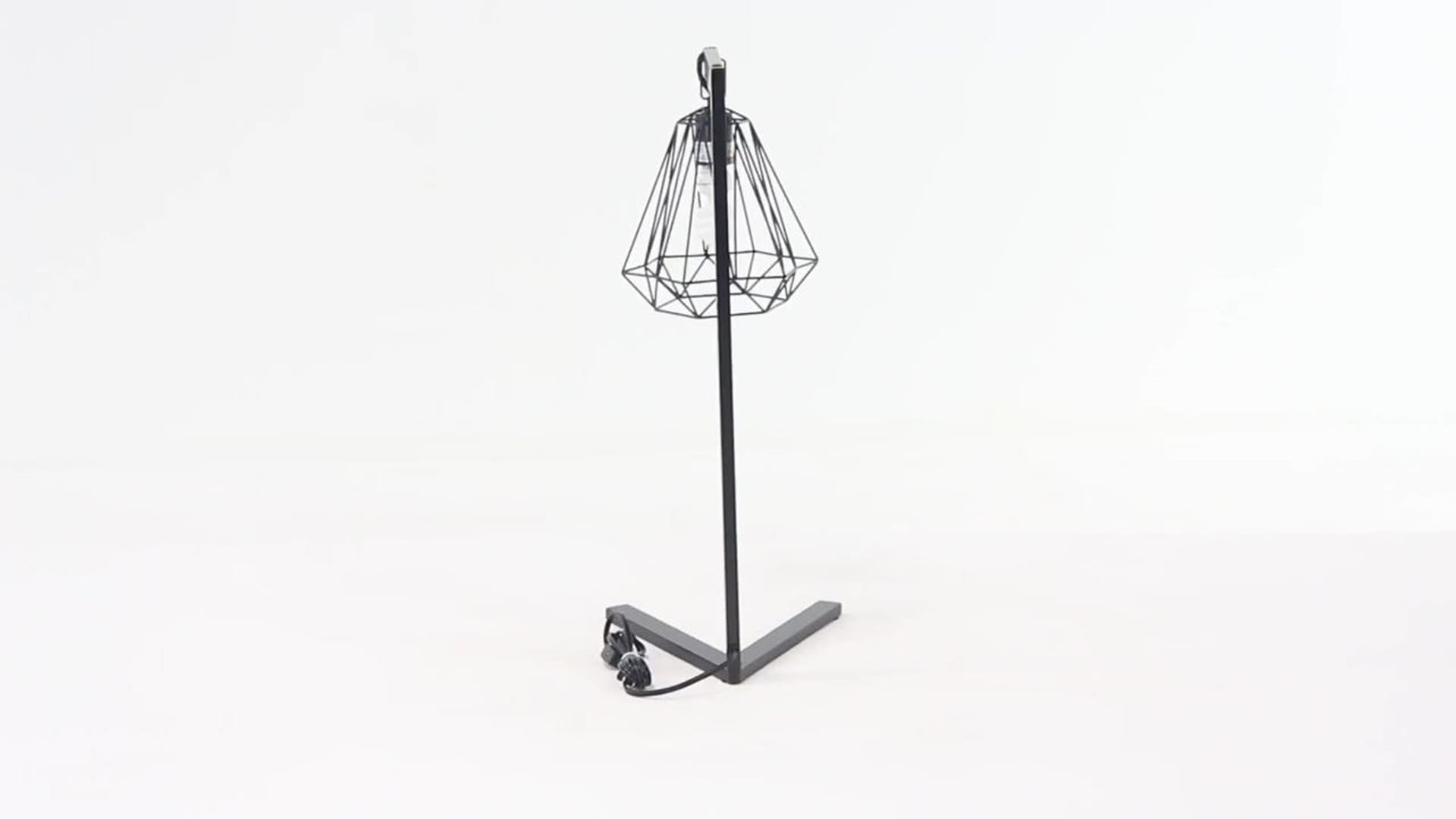 Contemporary Iron Table Lamp With Diamond-Shaped Shade, Set of 2, Black