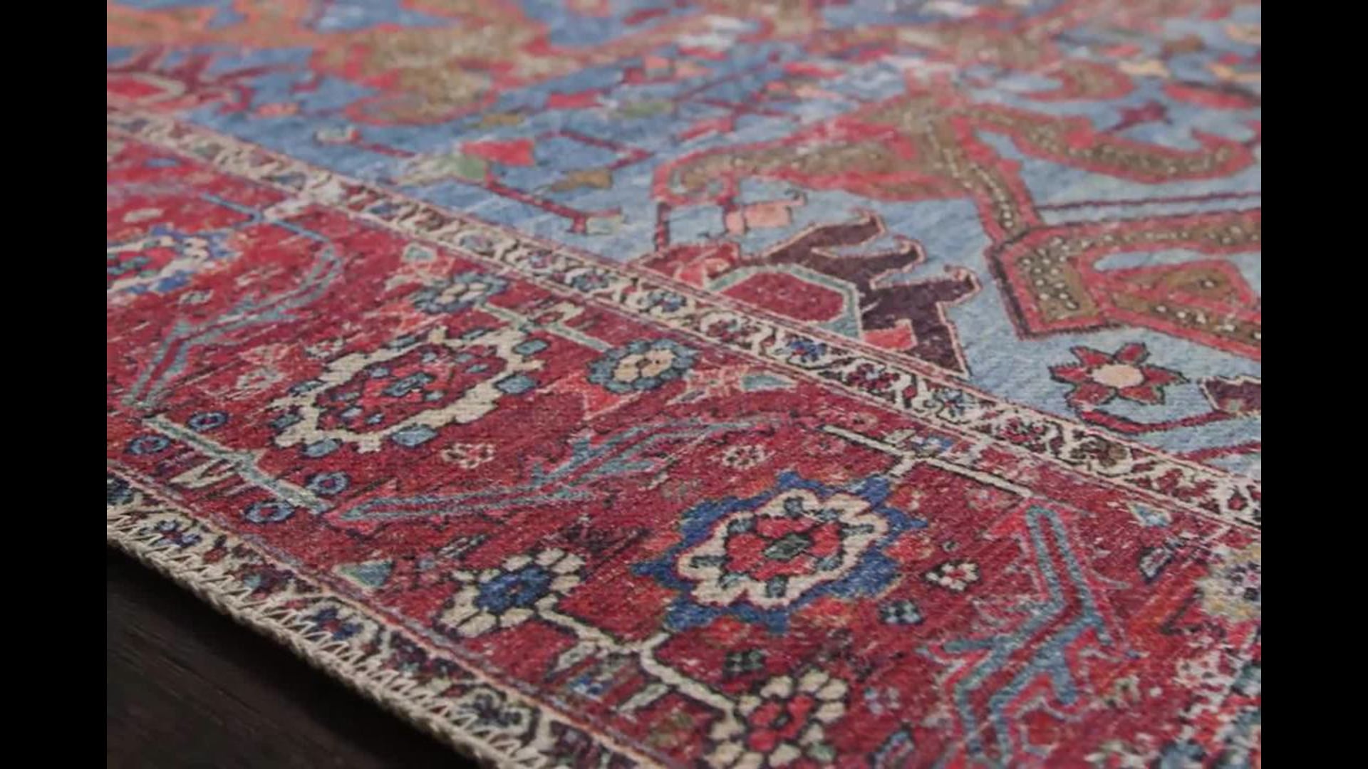 Blue Red Loren LQ10 Printed Area Rug by Loloi, 2'6"x7'6