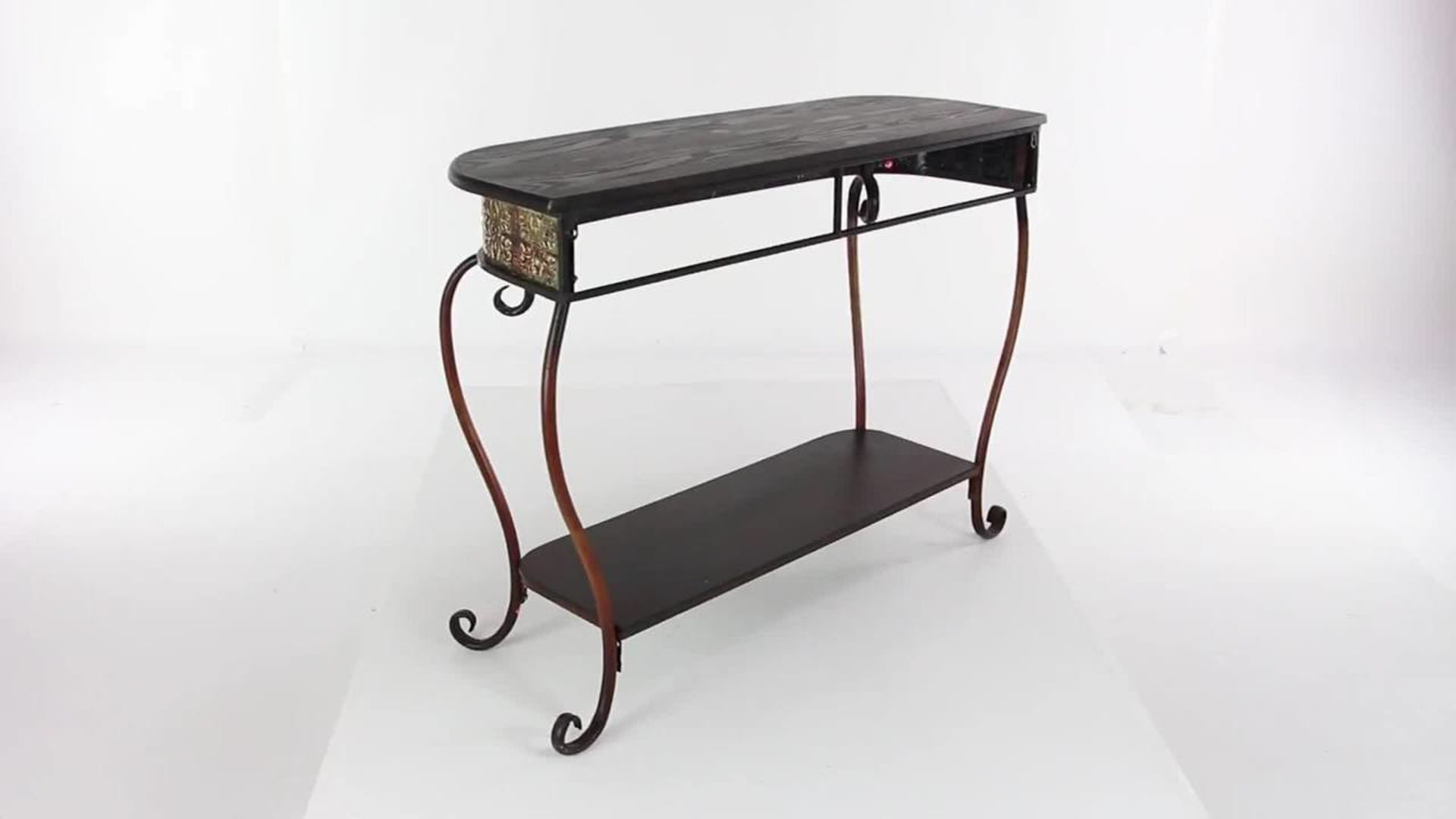 Traditional Brown Metal Console Table 74362, 43" x 14" x 32